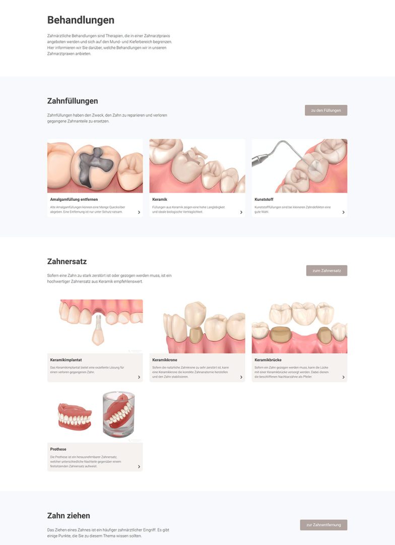 Alpine BioDental Behandlungen Übersichtsseite