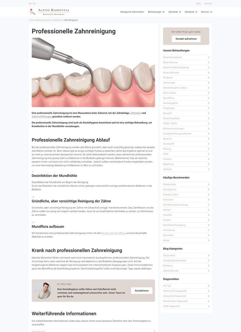 Alpine BioDental Zahnreinigung Behandlung