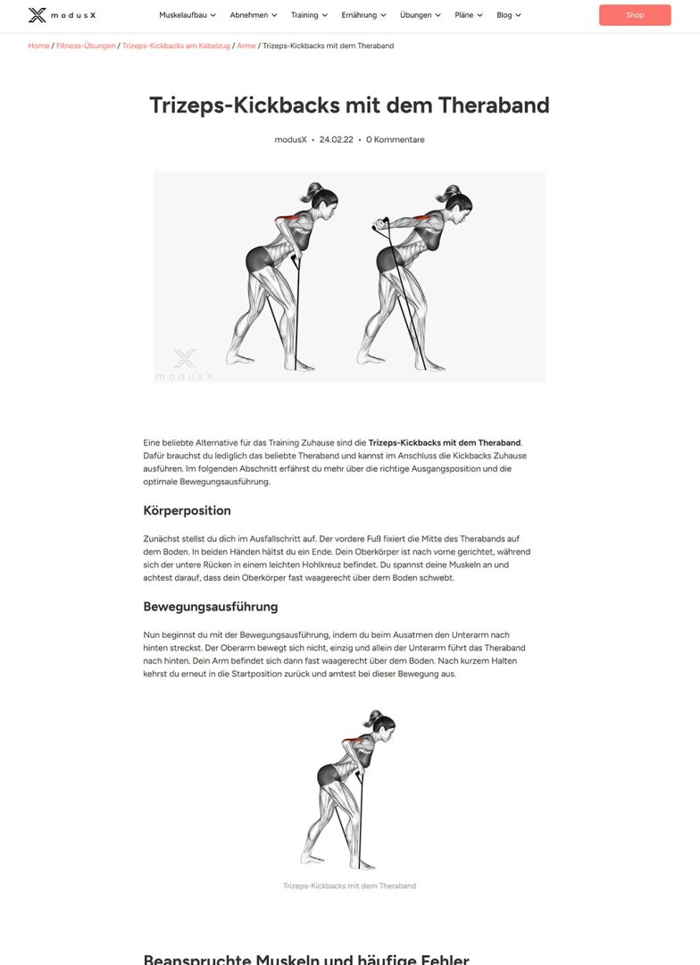 modusX Fitness-Übungen Detailansicht
