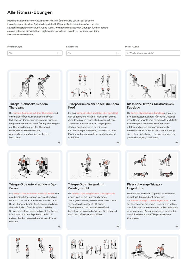 modusX Fitness-Übungen Übersicht