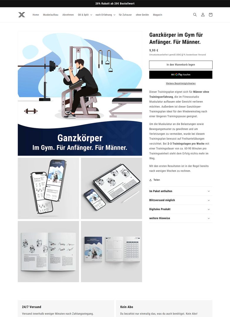 modusX Shop Produktdetailseite