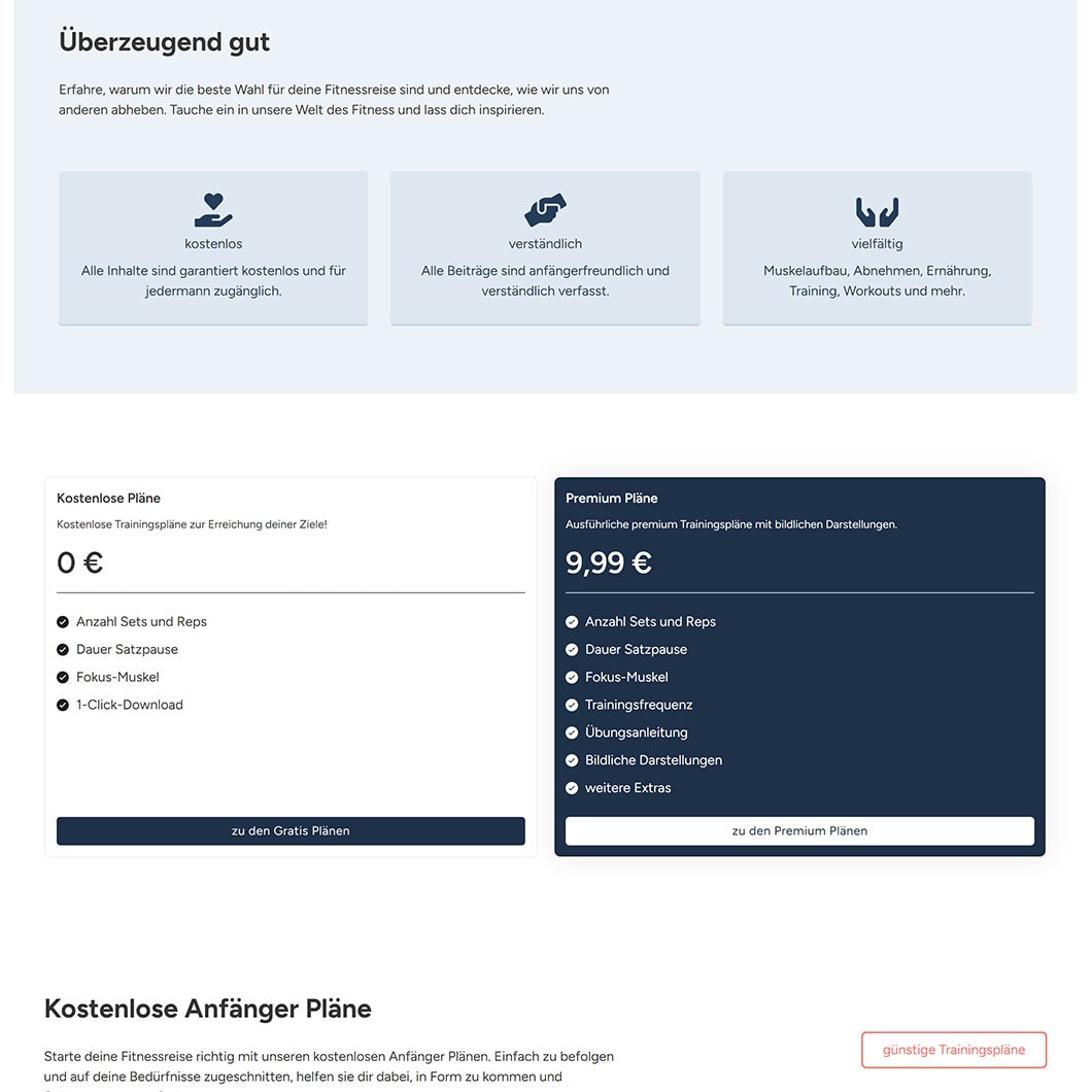 modusX Trainingspläne Detailansicht