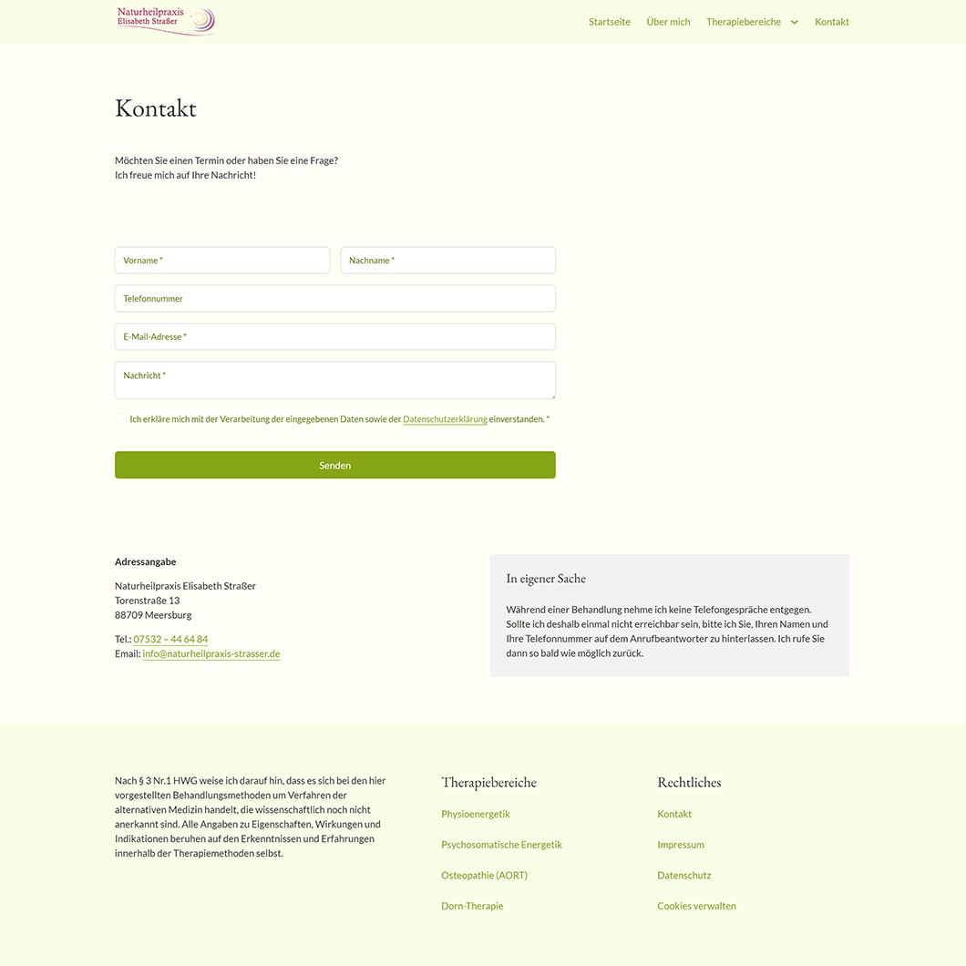 Naturheilpraxis Elisabeth Straßer Kontakt